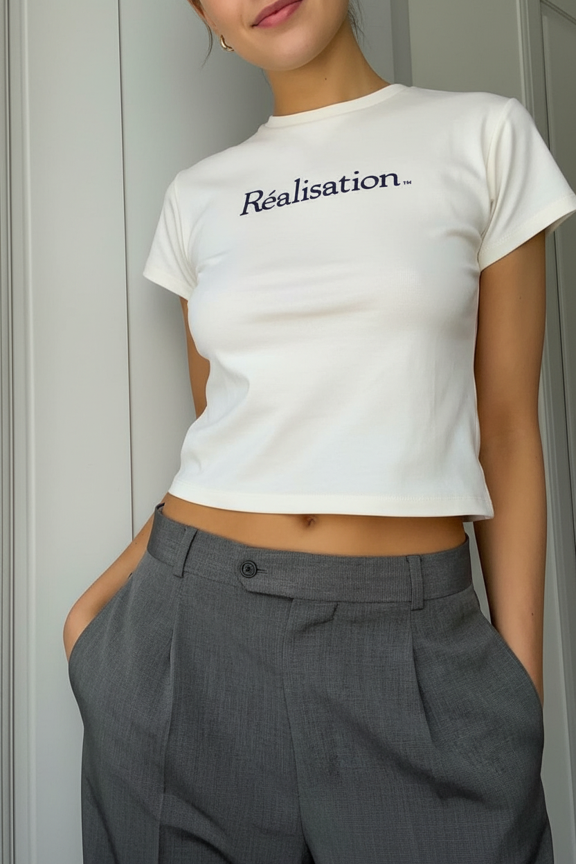 Cream Navy Text