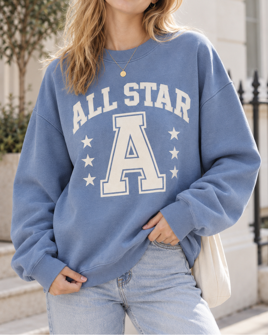 All Star Letterman Graphic Oversized Sweatshirt