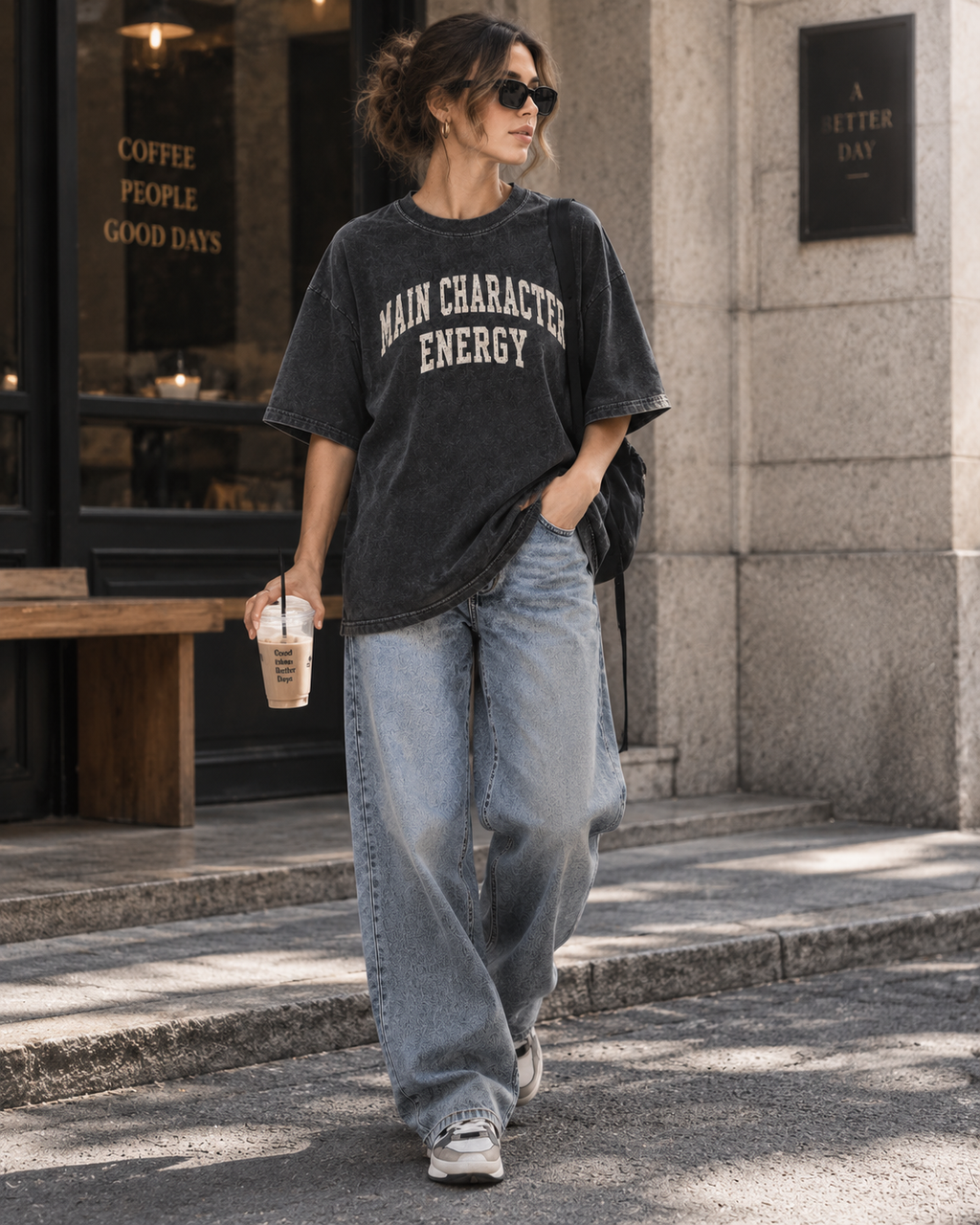 Main Character Energy Varsity Graphic Oversized Tee