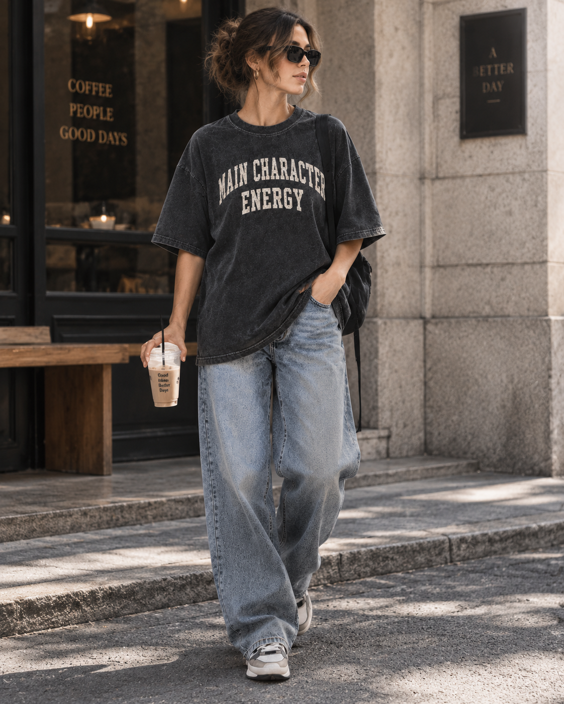 Main Character Energy Varsity Graphic Oversized Tee