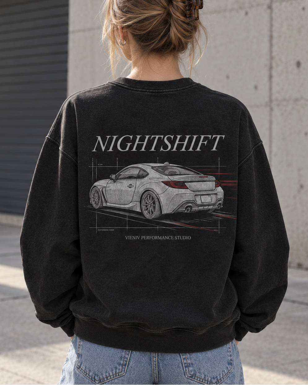 Nightshift Racing Car Graphic Oversized Sweatshirt