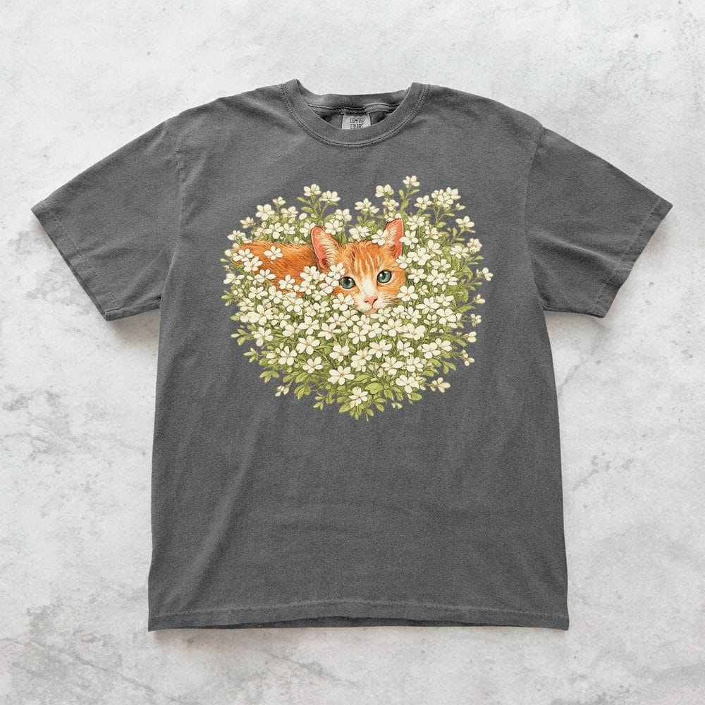 Orange Cat Wildflower Oversized T-Shirt