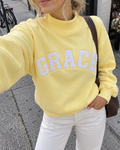 Yellow Grace Graphic Crewneck Sweatshirt