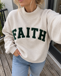 Cream Faith Graphic Crewneck Sweatshirt