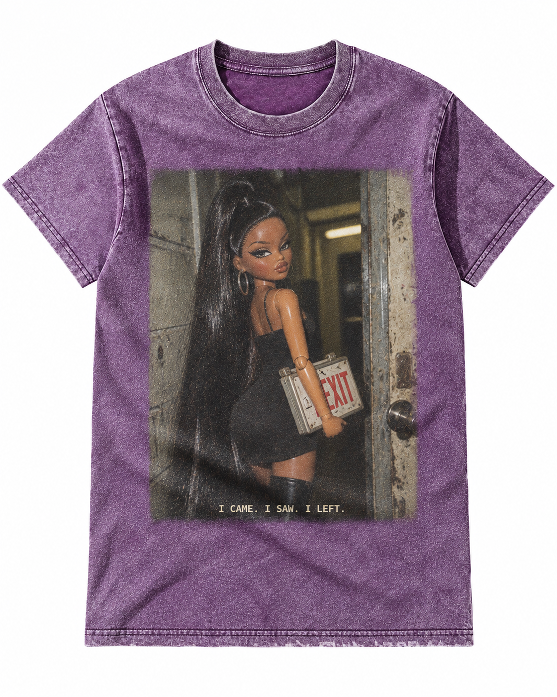 Purple Washed Doll I Came I Saw I Left Graphic Tee