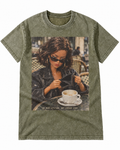 Olive Washed Doll Too Much Attitude Graphic Tee