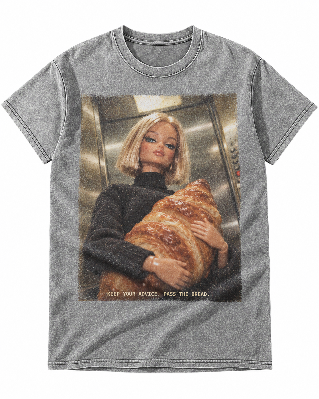 Grey Washed Doll Keep Your Advice Pass The Bread Graphic Tee