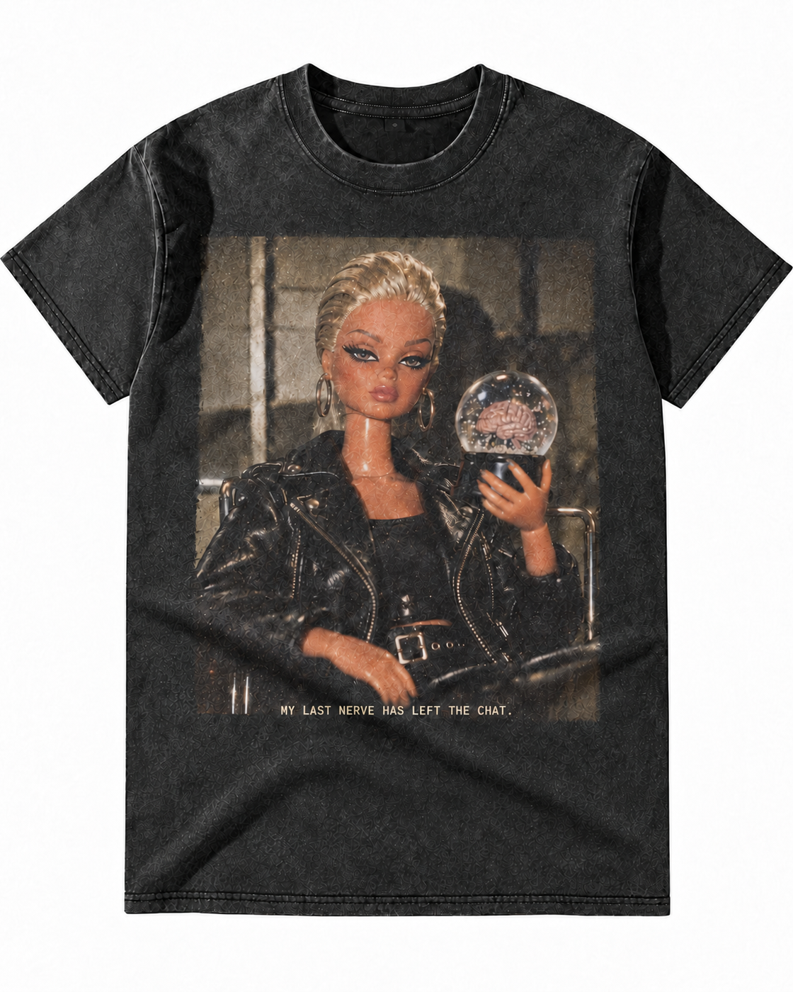Black Washed Doll My Last Nerve Has Left The Chat Graphic Tee