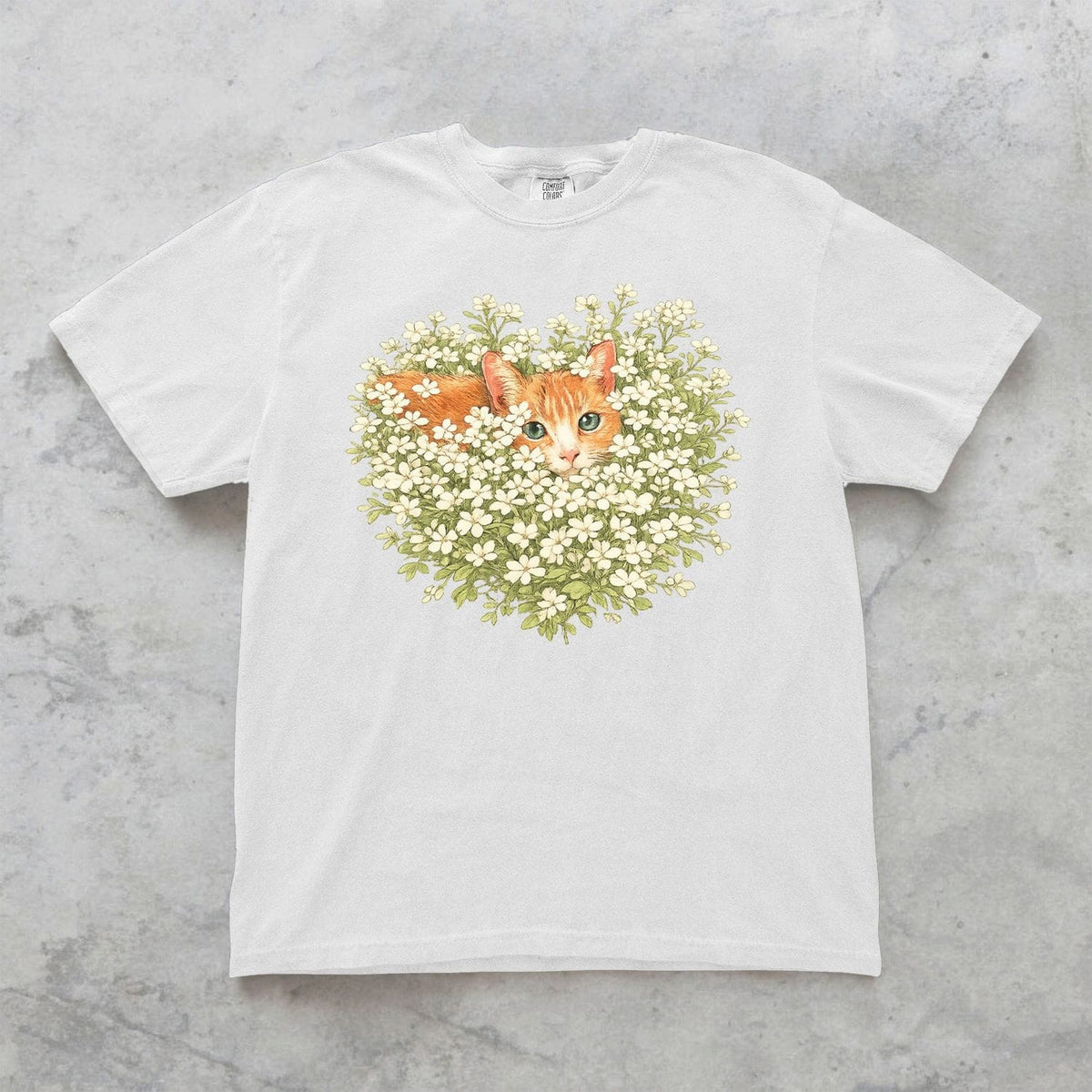 Orange Cat Wildflower Oversized T-Shirt