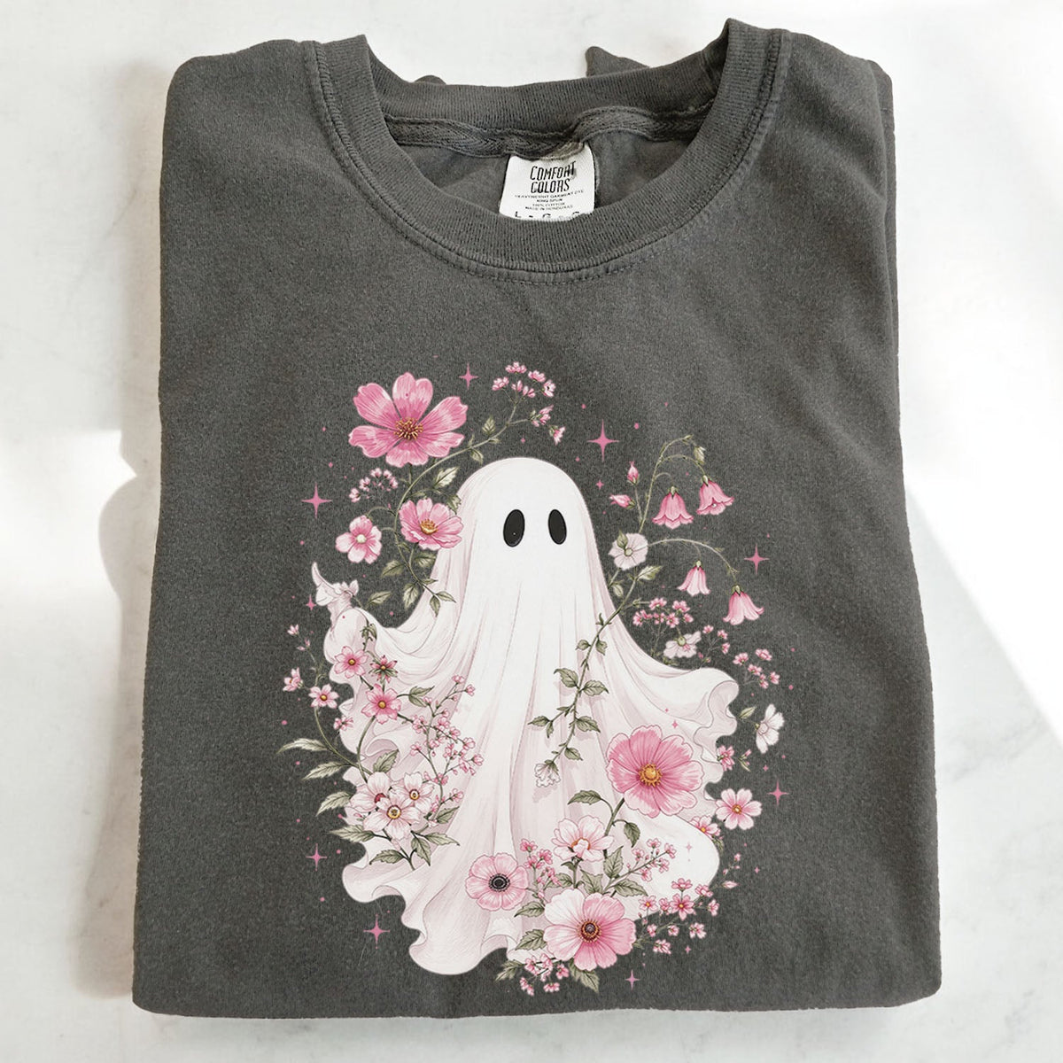 Haunted Pink Flower Garden Oversized T-Shirt