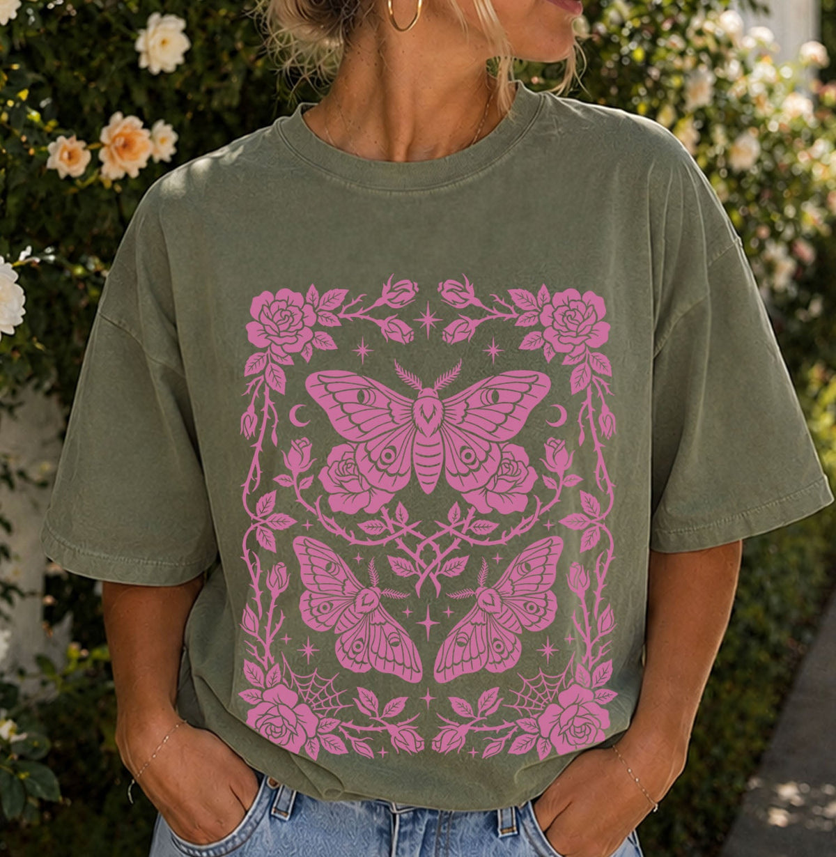 Pink Moth Oversized T-Shirt