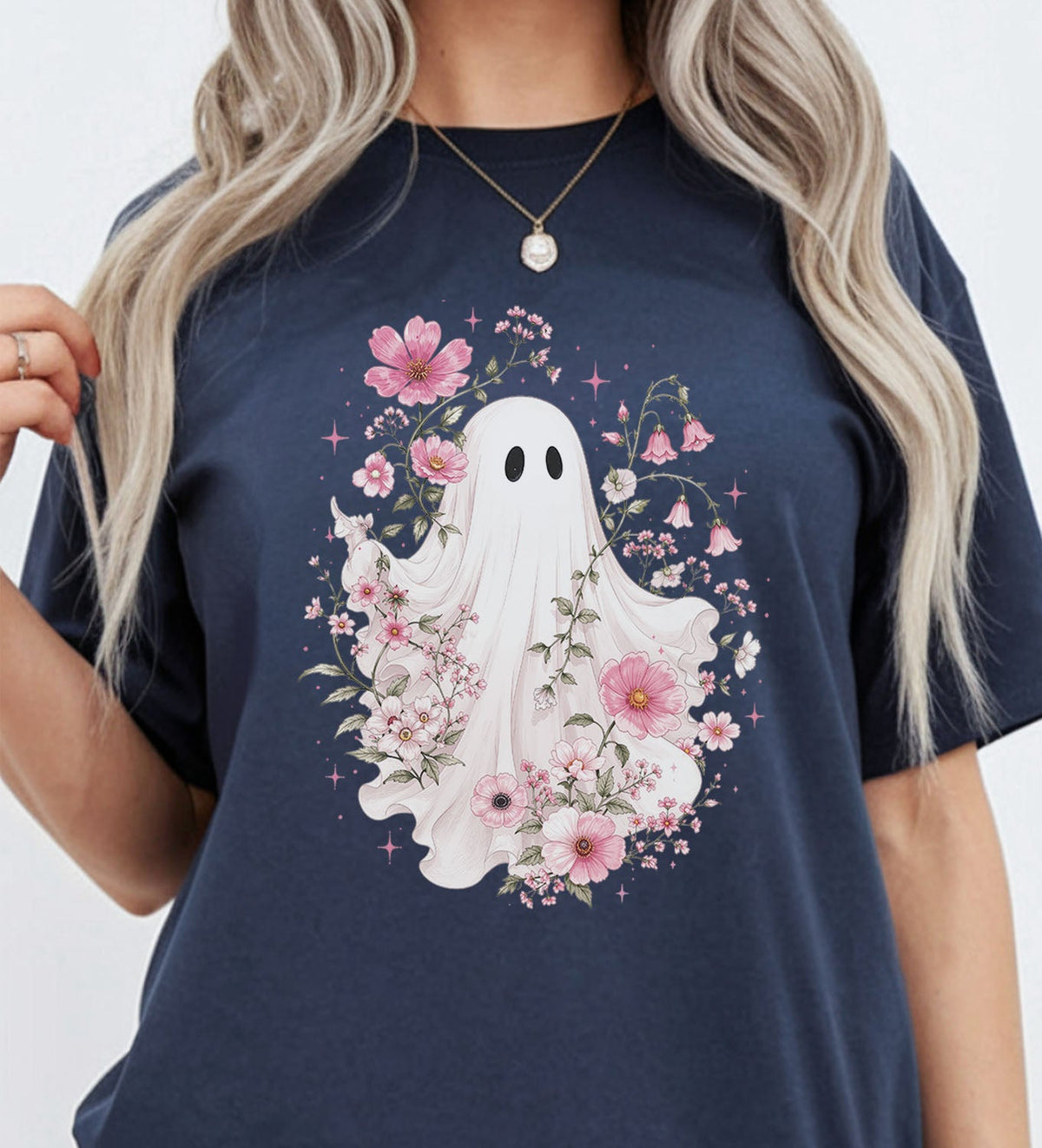 Haunted Pink Flower Garden Oversized T-Shirt