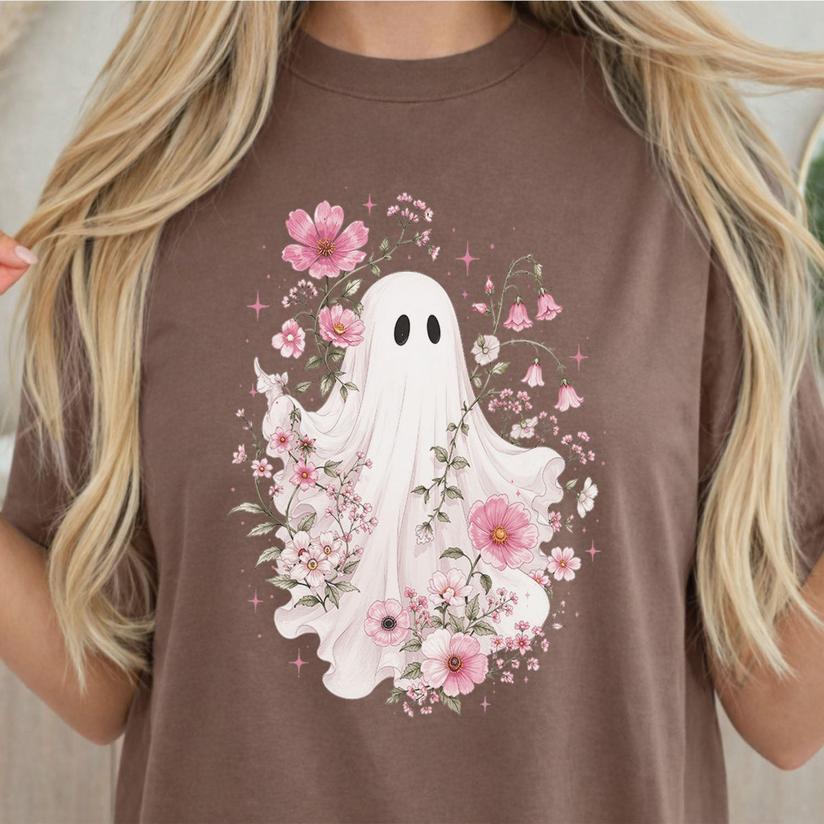 Haunted Pink Flower Garden Oversized T-Shirt