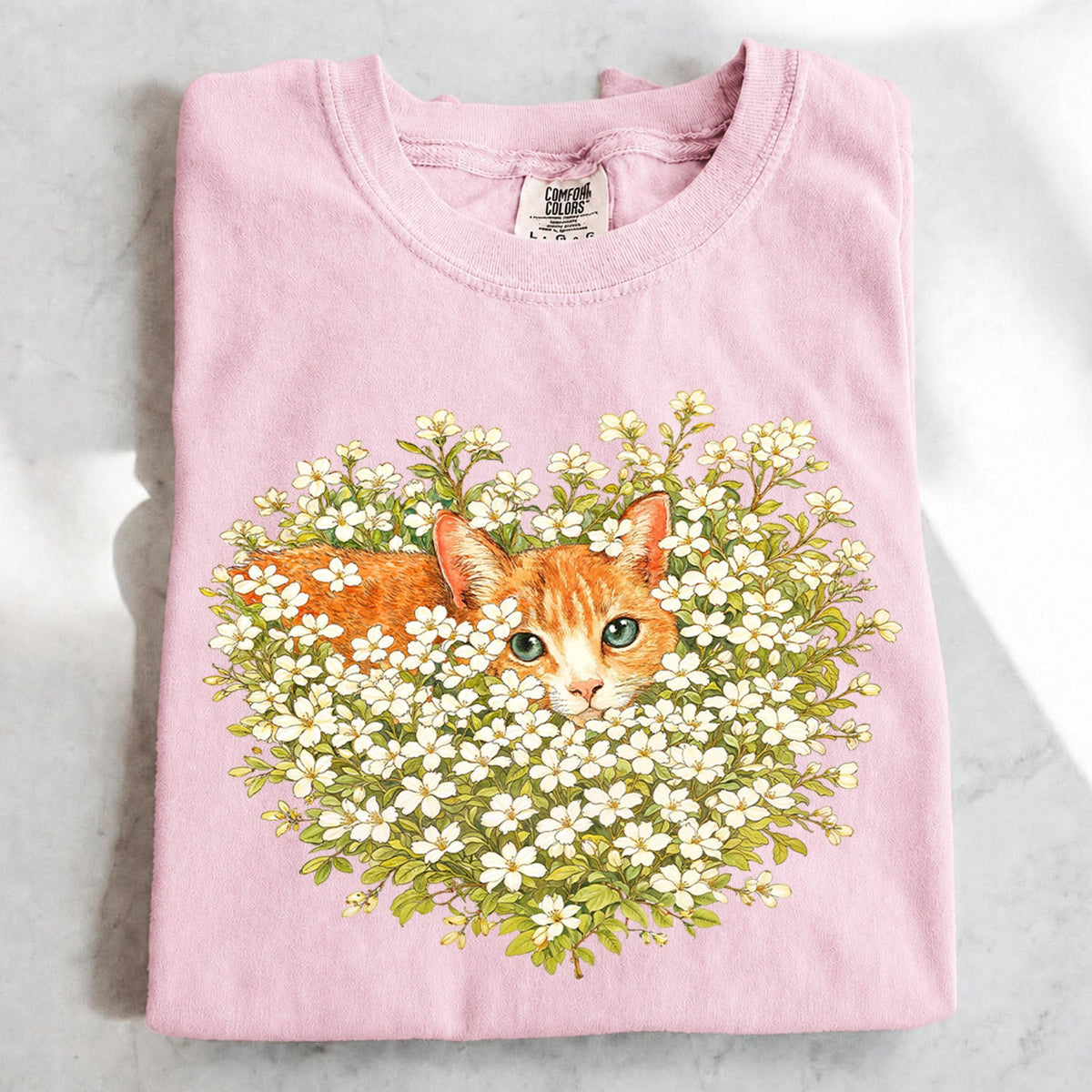 Orange Cat Wildflower Oversized T-Shirt