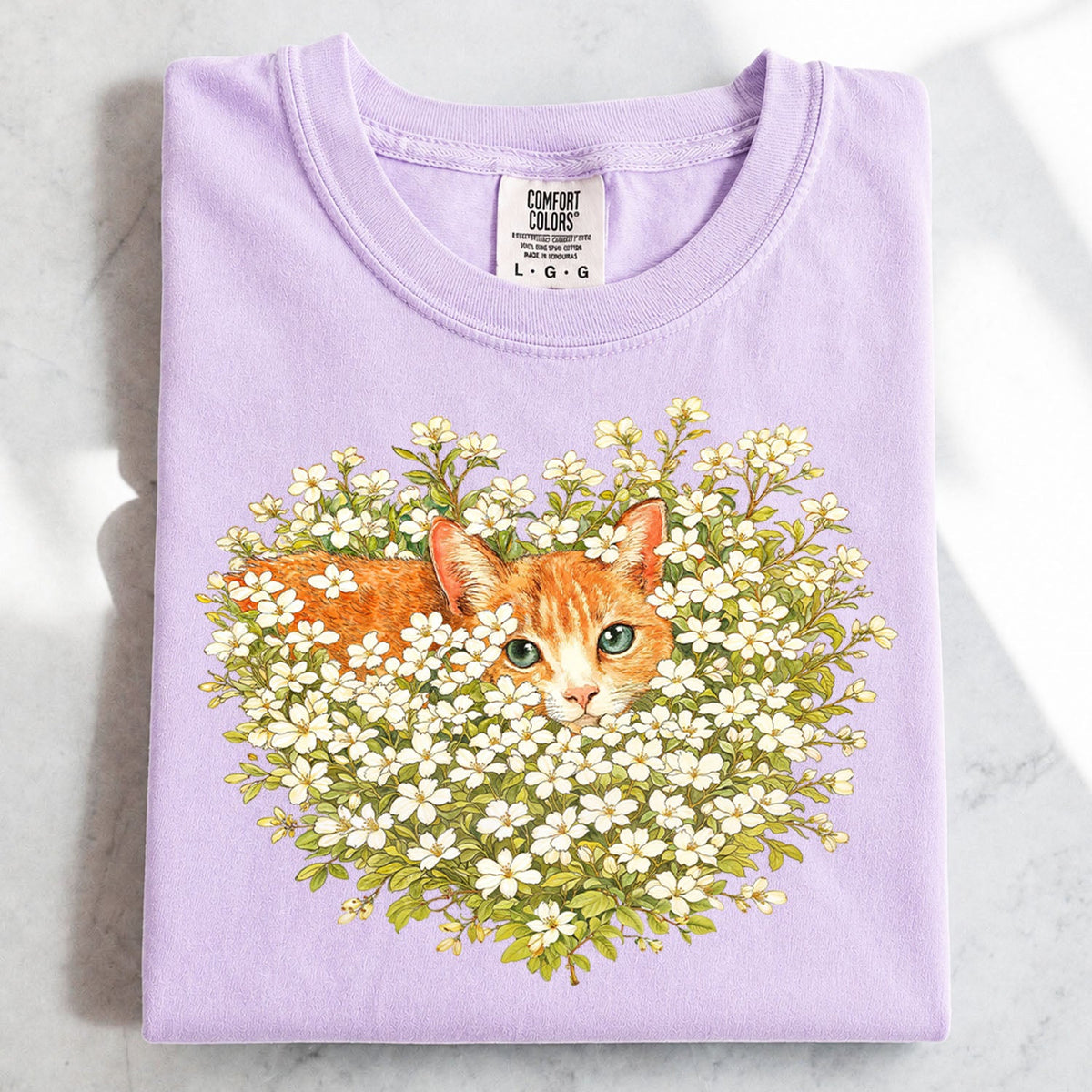 Orange Cat Wildflower Oversized T-Shirt