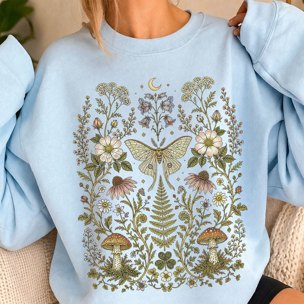 Whimsical Moth Wildflower Sweatshirt