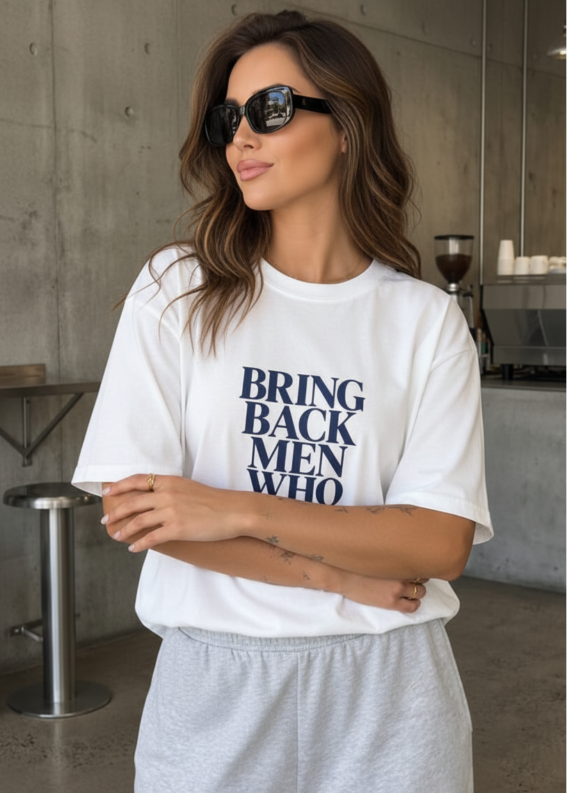 White Navy Yearn Tee