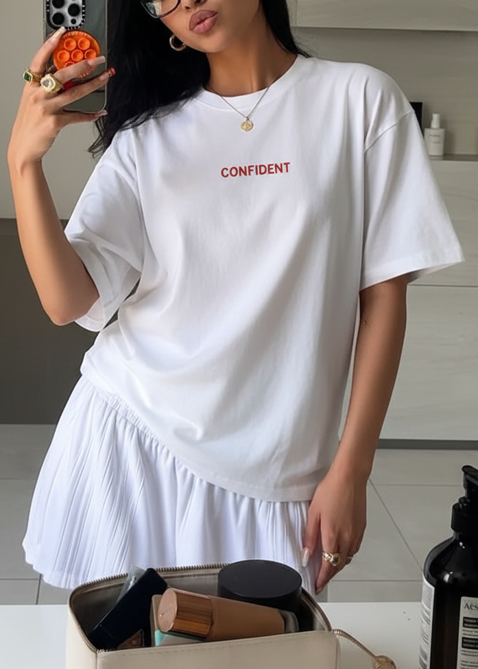 White Red Standing Mirror Selfie