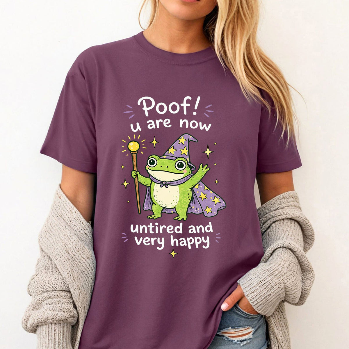 Poof You Are Now Untired and Very Happy Frog Wizard Oversized T-Shirt